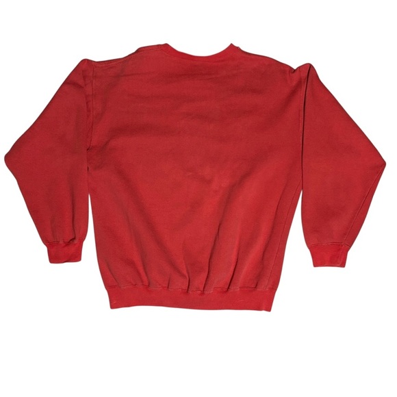 90s TIMBERLAND Weathergear Red Cotton Blend Sweatshirt Embroidered Logo sz L - Picture 3 of 11